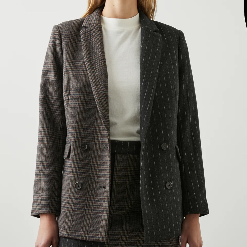 Rails Cody Pinstripe Plaid Mix Gray Blazer
